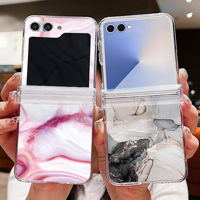 Bunte Handyhülle mit Marmor-Print für Samsung Galaxy Z Flip 7 FE 6 5G 4 3 5G, transparente Schutzhülle aus hartem PC - Bild 1