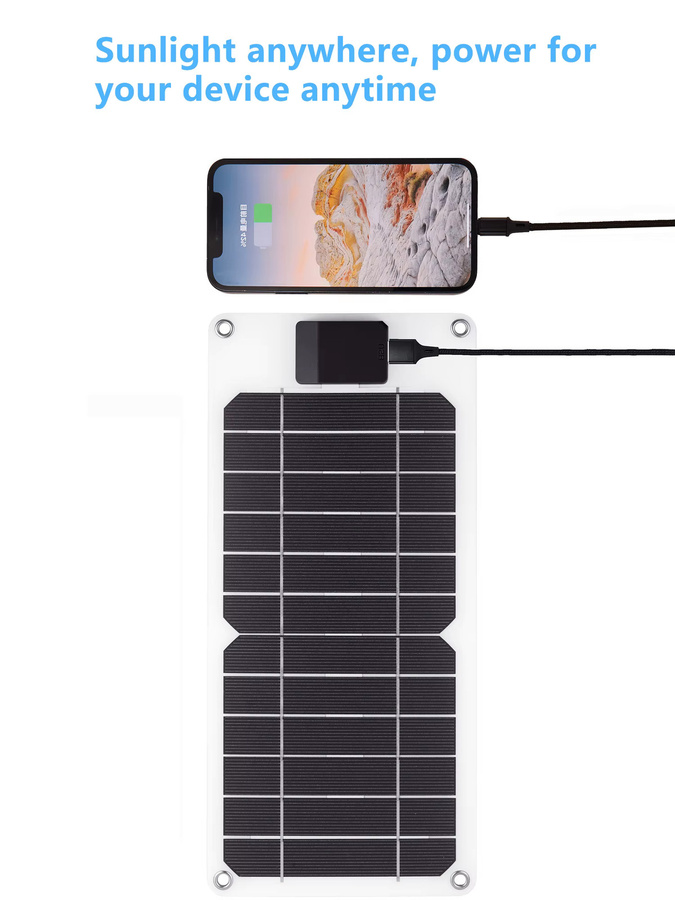 ELEGEEK 60W Solarpanel-Ladegerät mit USB-A Anschluss, weißes tragbares Ladegerät für Mobiltelefone und Camping - Bild 3