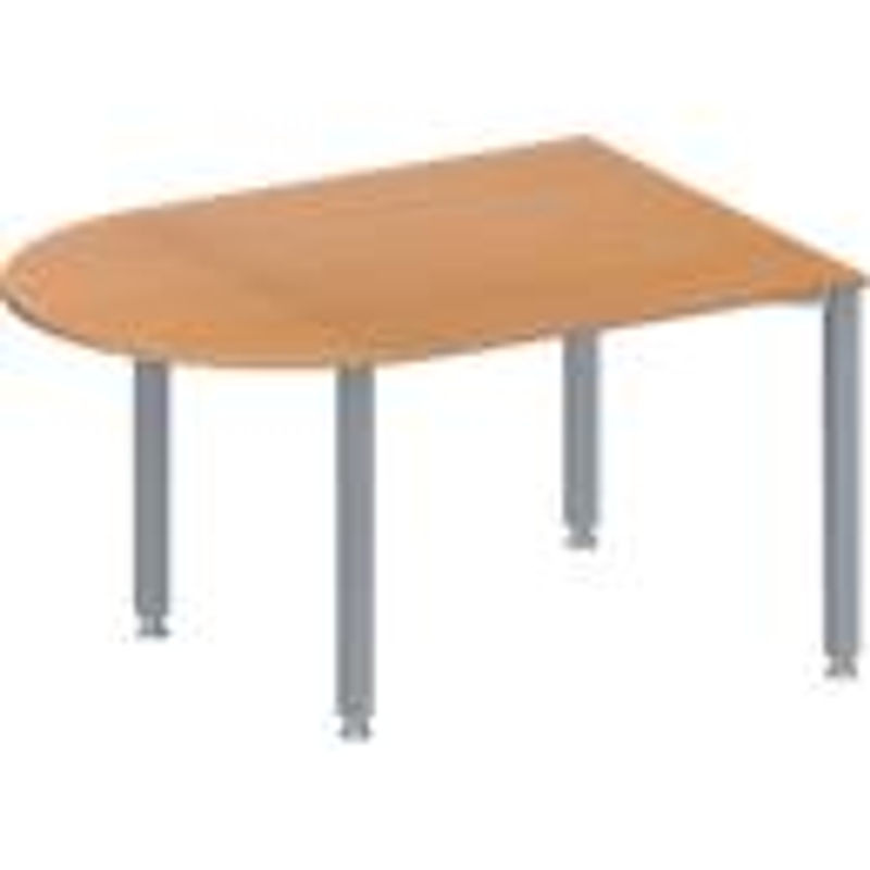 Schäfer Shop Genius Konferenztisch MODENA FLEX Halbkreis in Buche und Weißaluminium, B 1400 mm x T 1000 mm x H 720-840 mm - Bild 2