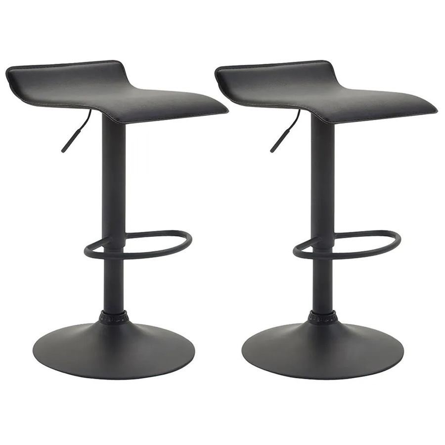 2er Set DELUKE Barhocker DERID in Schwarz aus Kunstleder, höhenverstellbar und drehbar, B/T/H: 36 x 39 x 63 cm - Bild 2