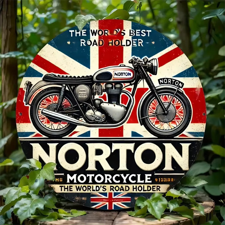 Vintage Norton Motorrad Metallschild aus Eisenblech von CIFBUY in Multicolor - Bild 4