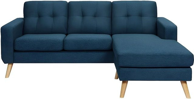 Vente-unique Sofa Bartolome in Blau, L-Form, Stoff, Breite: 198 cm - Bild 1