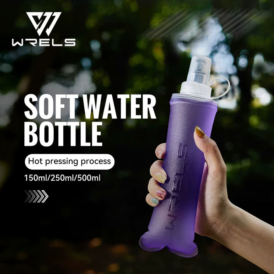 WRELS Zusammenklappbare Wasserflasche aus Silikon, BPA-frei, 150 ml, Blau und Lila - Bild 2