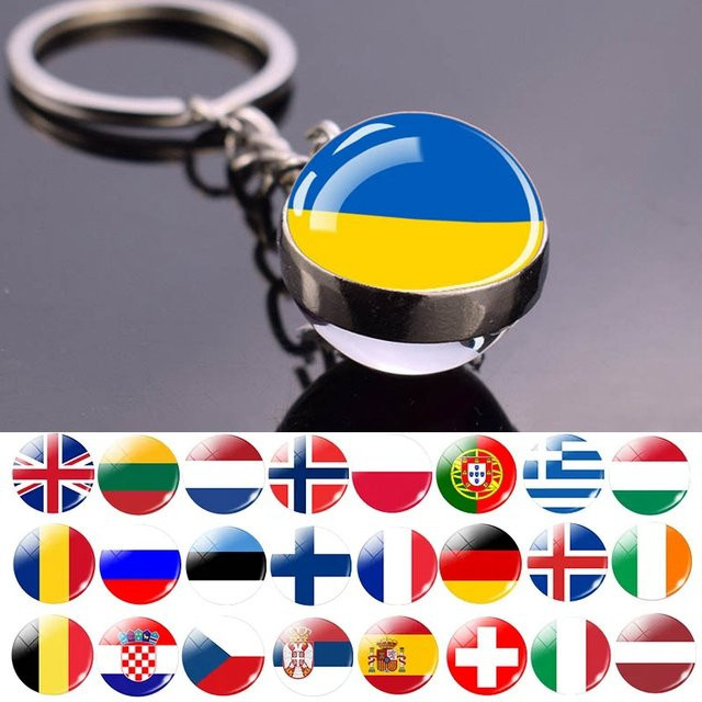 ESSPOC Schlüsselanhänger Glaskugel, Europa Länder Flagge, Unisex - Bild 1