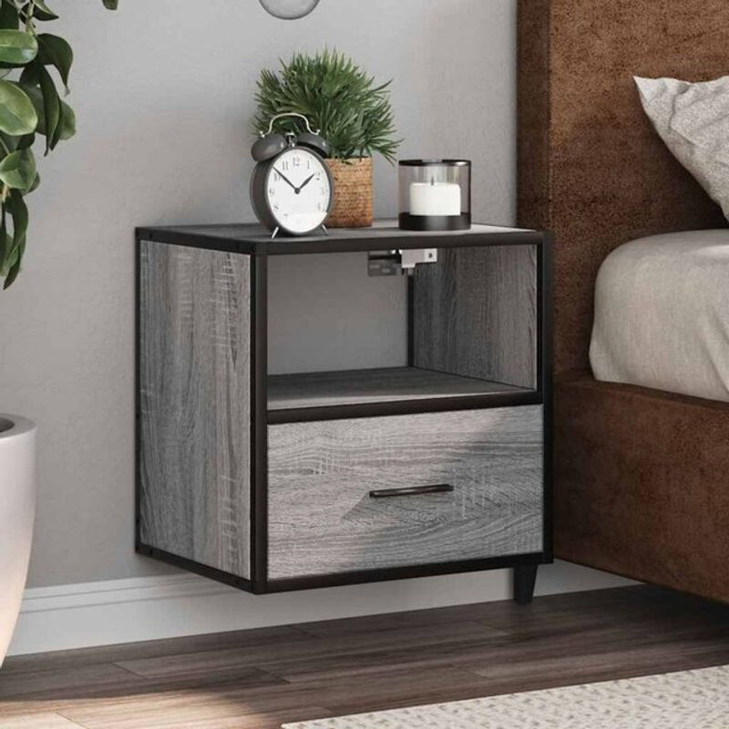 Vidaxl Wand-Nachttische 2er-Set Modern Grau B/T/H: 40 x 31 x 39,5 cm - Bild 1