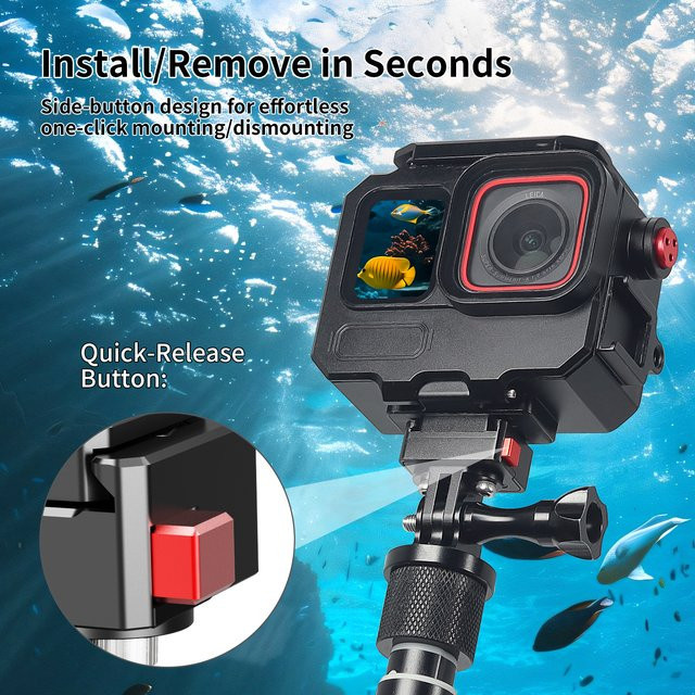 Insta360 Ace Pro 2 Wasserdichtes Tauchgehäuse mit Schnellverschlussrahmen und Kaltschuh-Lichthalter in Schwarz (bis 80 m Tiefe) - Bild 1