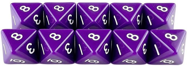 Binchi Keji Travel D8 Mehrseitige Würfel, 10-teiliges Set, violett - Bild 1