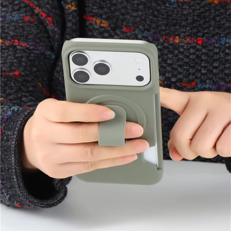 Fudusaidman Magnetische Flüssig-Silikon Hülle für iPhone 17 16 15 14 13 Pro Max mit MagSafe, Trageriemen, Kartenfach und Stoßschutz in Grün - Bild 4