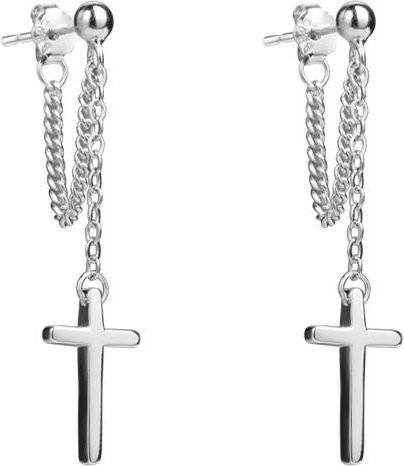 Ohrringe Kreuz Drop, Silber, Messing, Unisex, Gothic - Bild 1