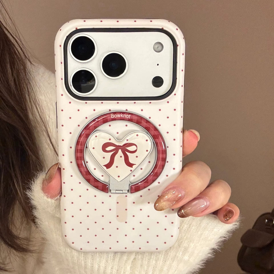 MUQGEW Magnetische iPhone Schutzhülle mit Polka Dot Herz-Design in Weiß, stoßfestes Case für iPhone 11 bis iPhone 17 Pro Max - Bild 2