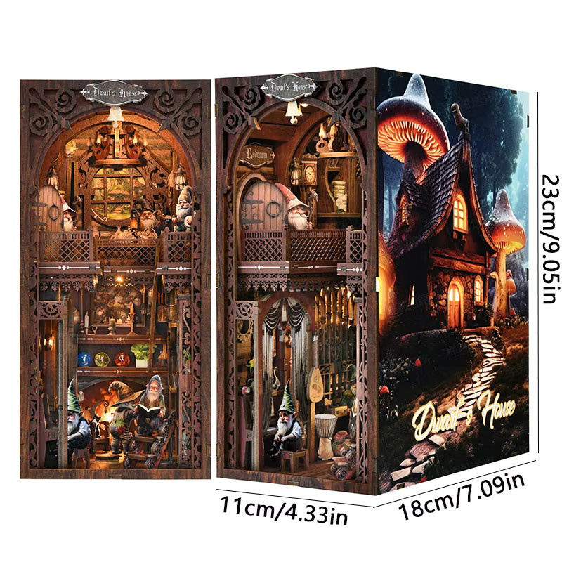 Battoom DIY 3D Holzpuzzle Bücherregal als Puppenhaus Regaleinsatz in Braun - Bild 6
