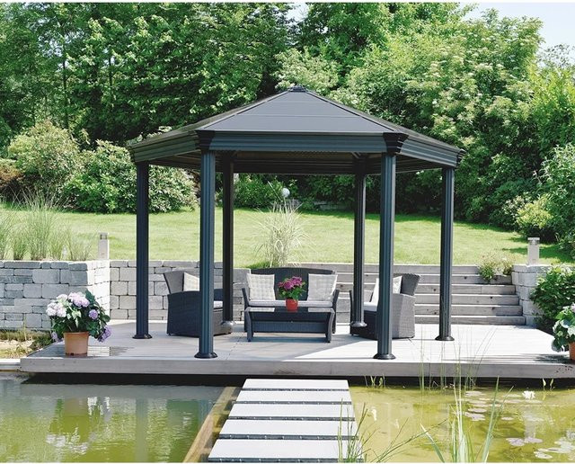 Palram - Canopia Roma Gartenpavillon Anthrazit mit LED Set und Polycarbonat-Dach - Bild 1