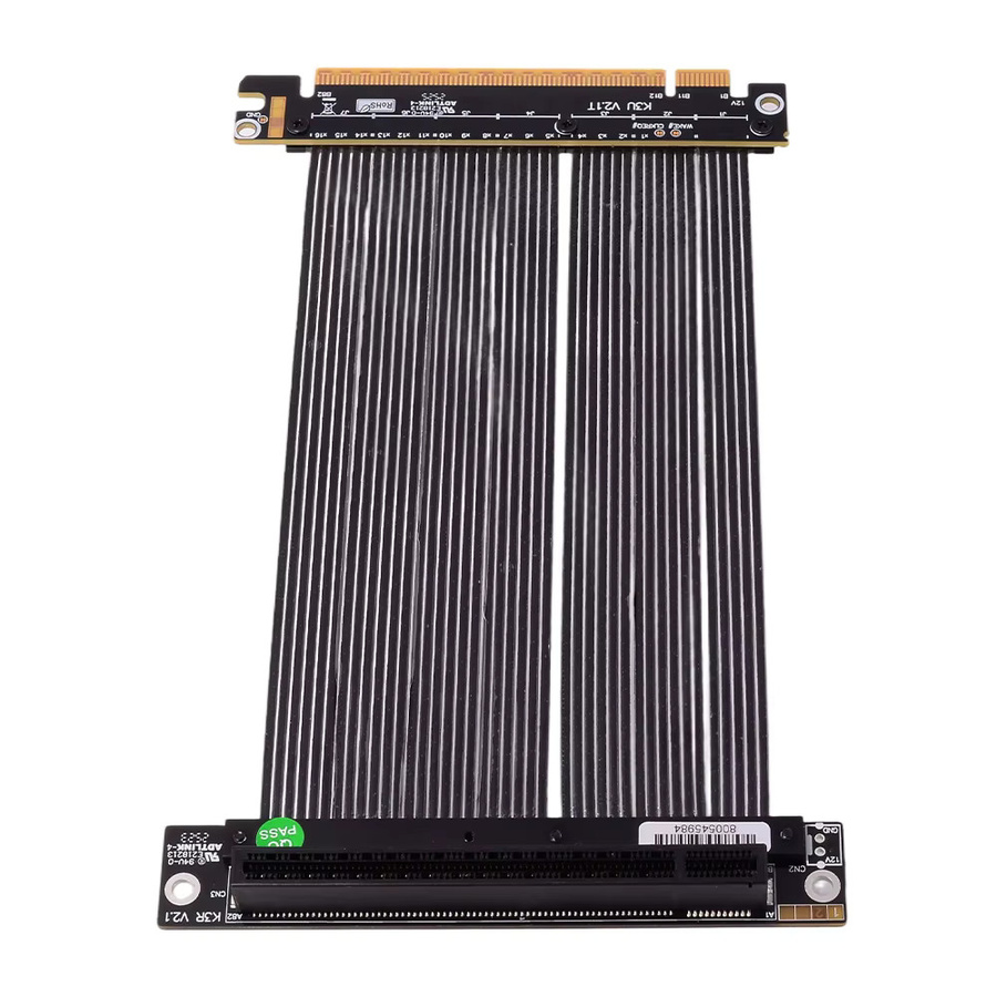 ADT-Link GPU-Verlängerungskabel PCIe 5.0 Gen5 x16 Riser-Adapter K33UR-BK Schwarz 512 Gbit/s High Speed für NVIDIA RTX50 und AMD RX90xx Server - Bild 2