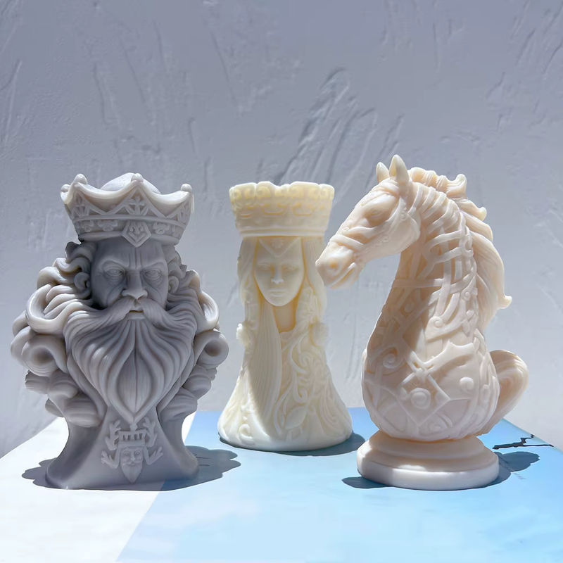 SANZON Silikonform für Schachfiguren aus Sojawachs oder Kunstharz, Weiß, Dekorationsform für König, Königin, Ritter, Turm - Bild 3