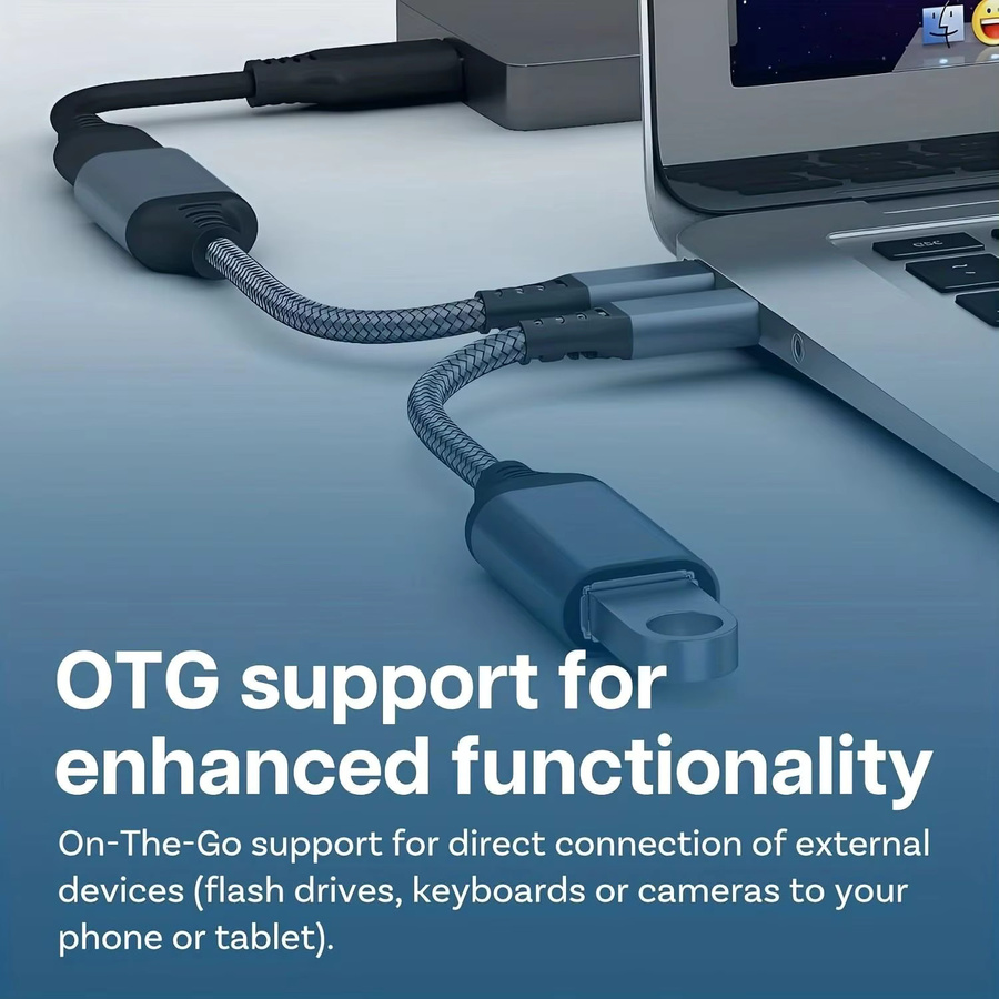 LAIHONEN USB-C zu USB 3.0 OTG Adapter mit 5Gbps Datenübertragung für iPhone 16 15, iPad und MacBook Pro/Air sowie Samsung S25-S22 in Schwarz oder Silber - Bild 3