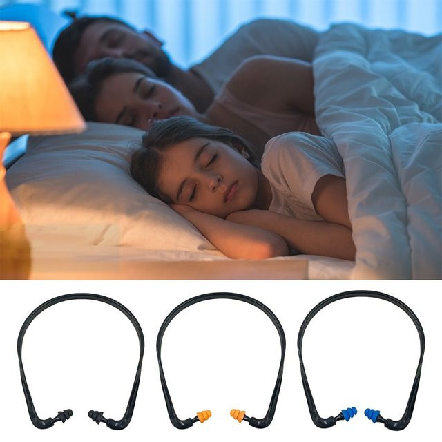 Kopfmontierte Silikon-Ohrstöpsel zur Lärmreduzierung in Blau, Schwarz und Orange - Bild 1