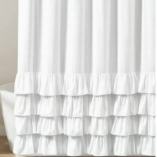 Chose One Duschvorhang aus Polyester in Weiß, wasserdicht und schimmelresistent, mit Spitzen und Kunststoffhaken, B: 200 cm, H: 180 cm - Bild 1