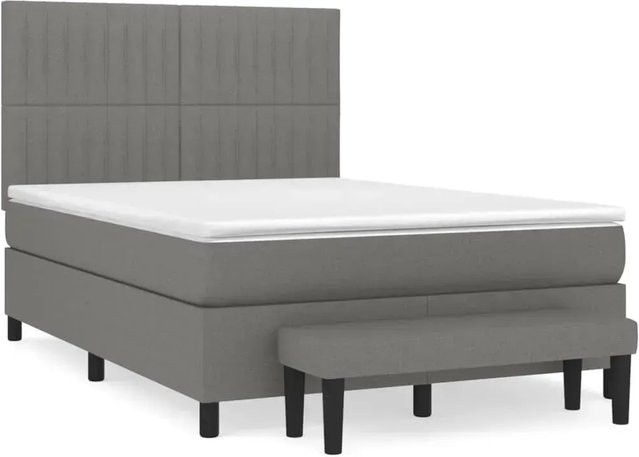 vidaXL Boxspringbett mit Matratze Hybrid Dunkelgrau B: 140 cm, T: 200 cm - Bild 1