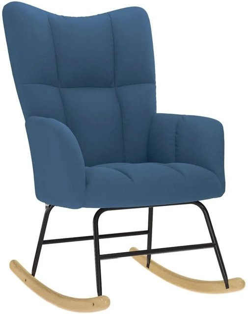 vidaXL Schaukelstuhl Blau aus Stoff mit Armlehnen und Schaumstoffpolsterung, B/T/H: 78 x 42 x 110 cm - Bild 1