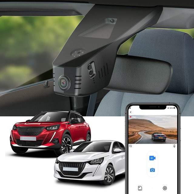 Fitcamx 4K Dashcam in Schwarz für Peugeot 2008 e-2008 (2019-2025), Opel Vauxhall Mokka (2021-2025) und DS 3 (2022-2026) als OEM Auto-DVR-Kamera - Bild 1