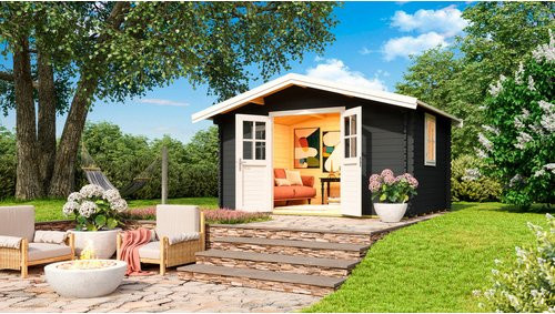 Mr. GARDENER Gartenhaus Donau aus Holz in Grau, B/H/T: 424,3 x 245 x 348 cm - Bild 1