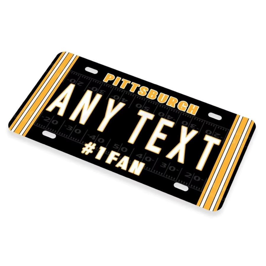 Personalisiertes Pittsburgh Steelers Aluminium-Nummernschild von CIFBUY in Rot und Schwarz als dekoratives Metall-Schild für Auto, Garage oder Wand - Bild 3