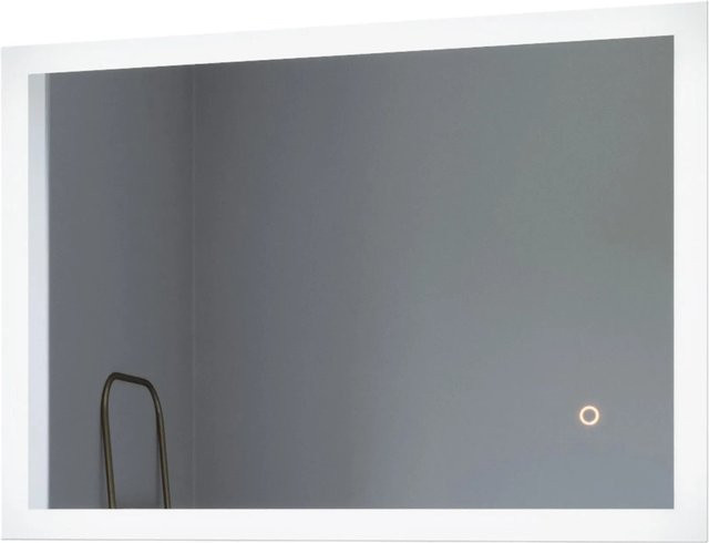 Aquabatos LED Badspiegel mit Dimmfunktion und Touch-Schalter, Rechteckig, Farbe: Silber/Weiß, Breite: 70 cm, Höhe: 50 cm - Bild 1