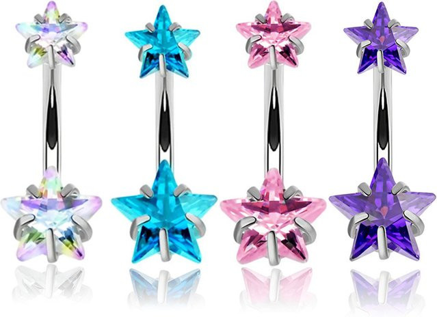 Piercing Addicter Bauchnabelring Edelstahl, Silber, Zirkonia, Damen - Bild 1
