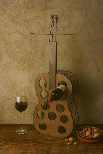 Stand-Flaschenregal in Gitarrenform von Möbel direkt online, braun - Bild 1