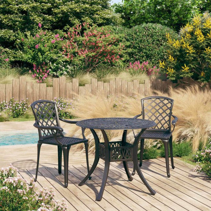 3-tlg. Bistro-Set aus Aluminiumguss von Vidaxl in Schwarz für den Garten - Bild 1