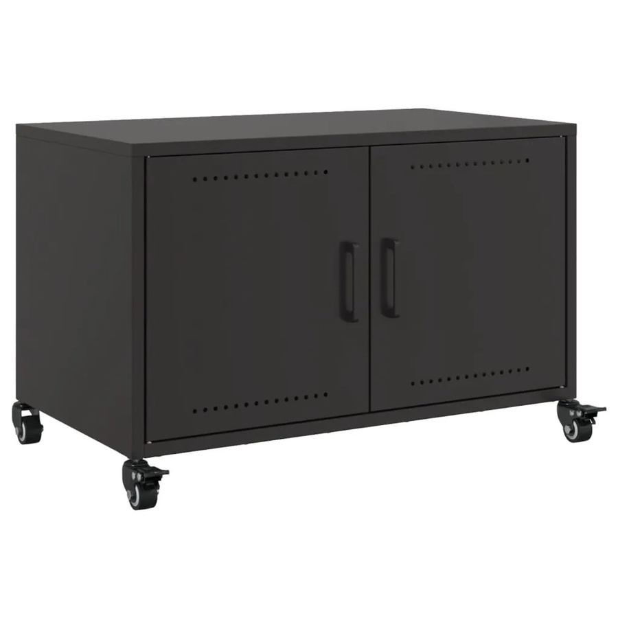 vidaXL TV-Schrank aus Stahl in Schwarz Matt B/T/H: 68 x 39 x 43,5 cm - Bild 2