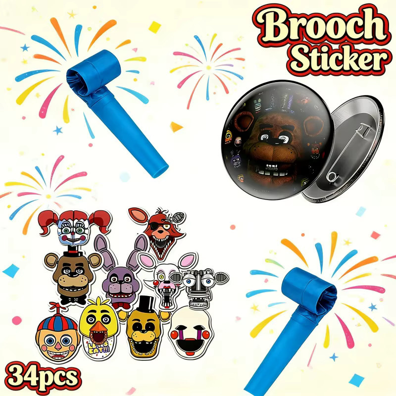 Five Nights at Freddy's Kombinationsset aus metallischer Brosche und Aufklebern in Multicolor - Bild 4