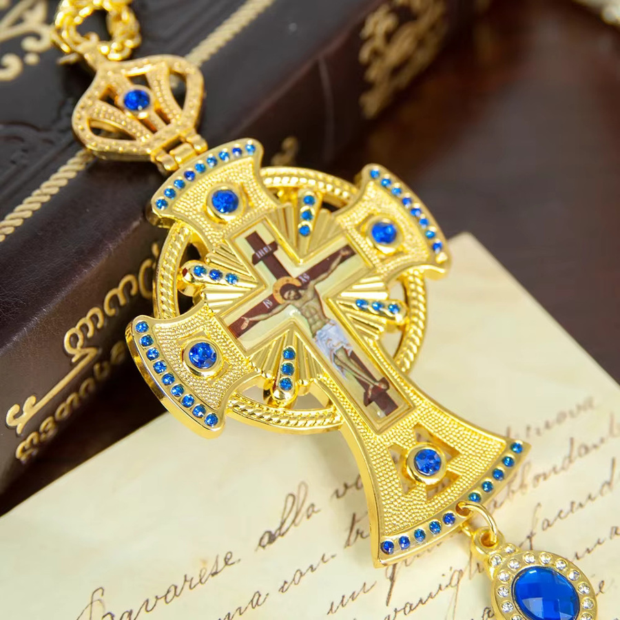 HTISOK Kreuz-Anhänger, Messing, Gold, Unisex - Bild 3