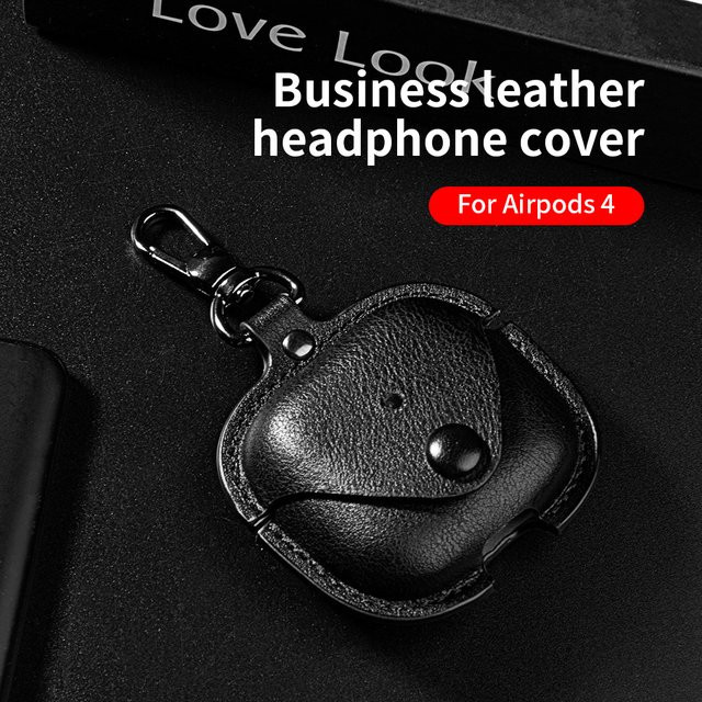 Retro Leder Business Schutzhülle für Apple AirPods 4 (2024) mit Haken - Bild 1