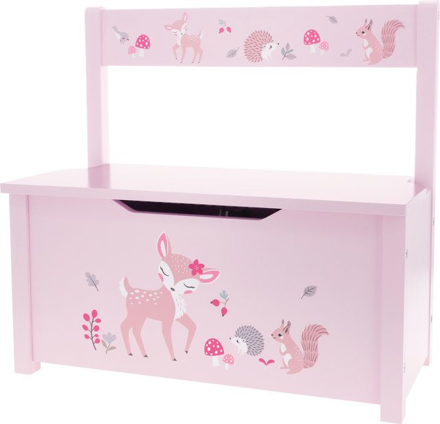 LUPILU Truhenbank aus Holz in Rosa für das Kinderzimmer, B/T/H: 58,5 x 29,0 x 60,0 cm - Bild 1