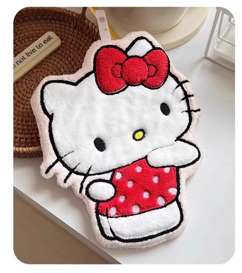 Sanrio Kawaii Hello Kitty und My Melody Hängendes Handtuch aus wasserabsorbierendem Korallenfleece für Küche und Badezimmer - Bild 2