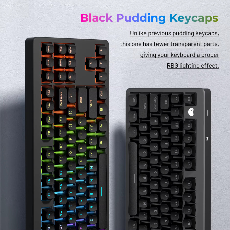 XVX Horizon Line Pudding Tastenkappen Set aus durchscheinendem PBT für mechanische Tastaturen, Schwarz-Weiß, 117 Tasten - Bild 3