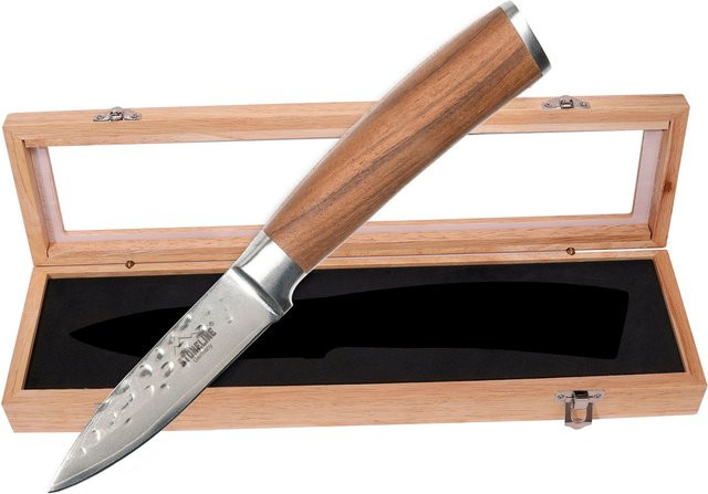 Stoneline Schälmesser aus 67 Lagen Damast mit Holzgriff, Silber, Länge: 20,1 cm - Bild 1