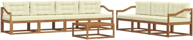 vidaXL Outdoor-Sofagarnitur aus Akazienholz mit Kissen in Natur und Creme - Bild 1