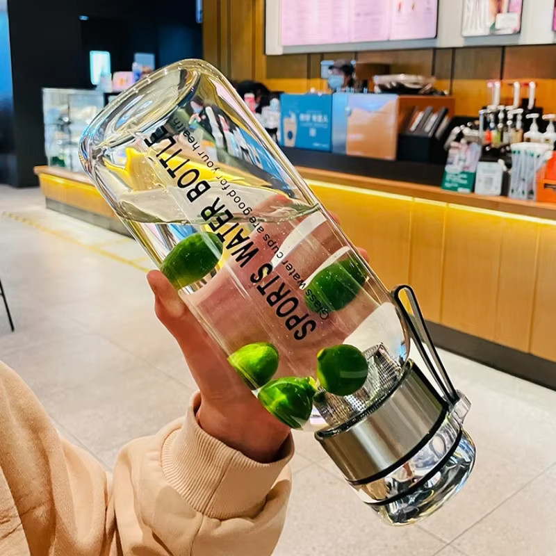 DHDH Glas-Wasserflasche transparent für Outdoor-Sport und Reisen - Bild 4