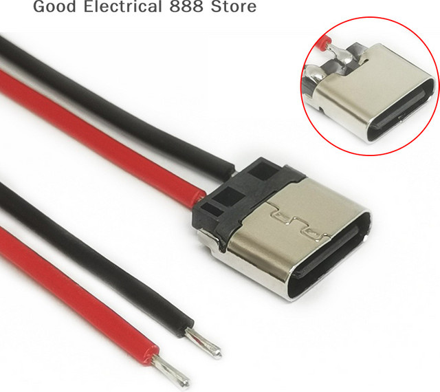 5er Set Typ-C Weibliche Chassis Anschluss Wasserdicht mit 2P Lötanschluss USB-C Pigtail Kabel Verlängerung für Handy Ladevorgänge - Bild 1