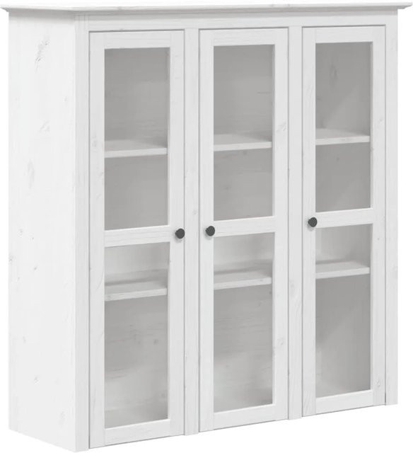 vidaXL Vitrinenschrank BODO aus massivem Kiefernholz mit Glastüren in Weiß - Bild 1