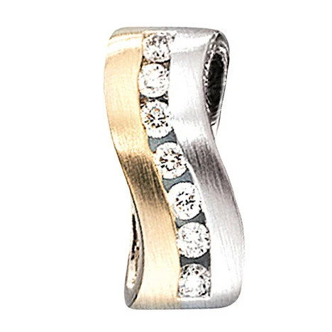 Colfem Anhänger 585 Weißgold, Gelbgold bicolor, matt, 7 Diamanten, Brillanten, Unisex - Bild 1