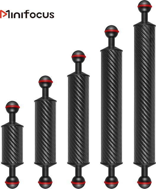 MINIFOCUS 2er-Set Kohlefaser-Unterwasser-Schwimmarme D40 mm in Schwarz für Tauchgehäuse und Videoleuchten - Bild 1
