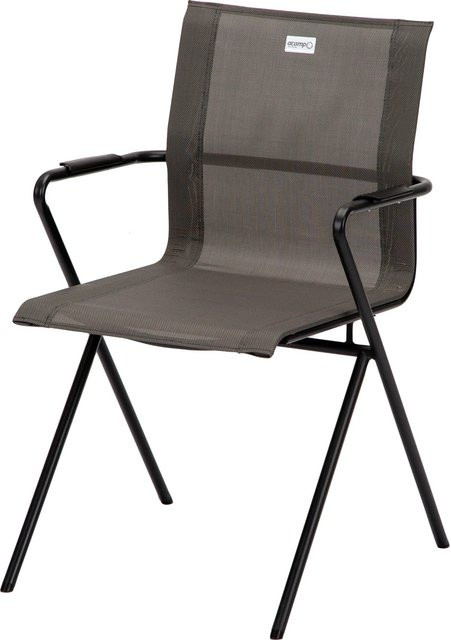 Acamp Set 4 Stapelsessel Alpha Tex mit Textilene-Gewebe und Stahlrohrgestell, Anthrazit-Grau, B: 55 cm, T: 57 cm, H: 83 cm - Bild 1