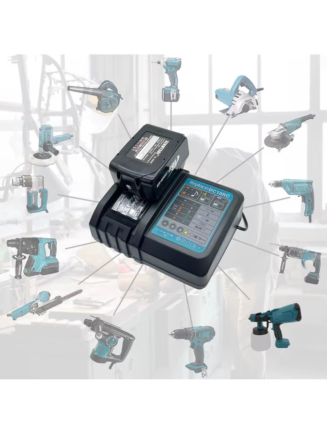 Makita Akku Set mit 2 Ersatzakkus 18 V 8,0 Ah und DC18RC Ladegerät 14,4 V-18 V 3,0 Ah - Bild 6