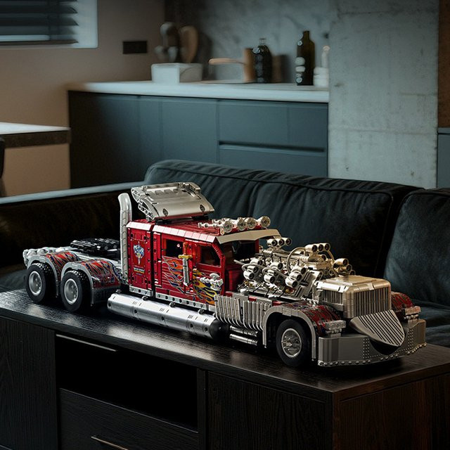 GUCAA MOC Technic RC Thor 24 Schwerer Lkw Baustein Set, Rotes Modellauto aus 3485 Teilen für Jungen ab 14 Jahren - Bild 1