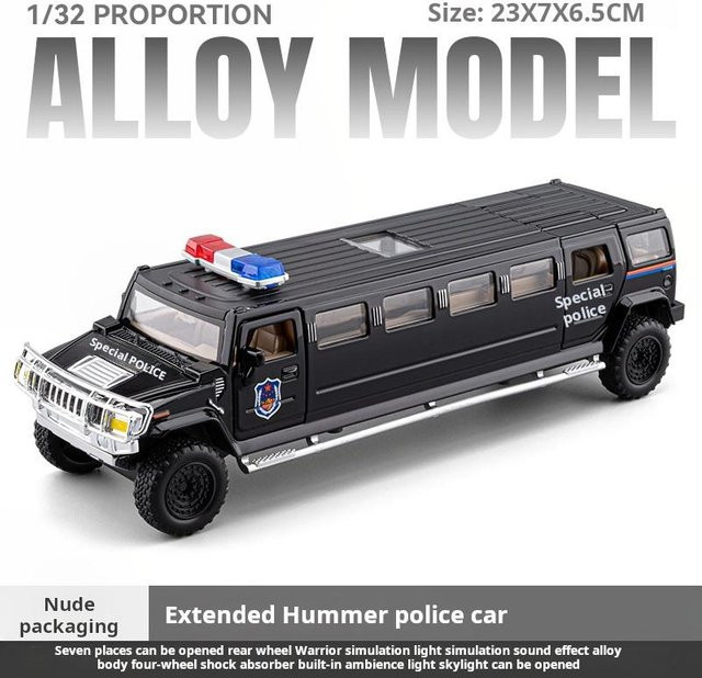 Linyi toy car Hummer-Legierungs-Polizeiauto-Modell, 1:32, mit Licht und Geräusch, ab 14 Jahren - Bild 1