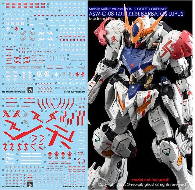 YAN Wasserschiebeaufkleber für MG ASW-G-08 Barbatos LUPUS, DIY Mod Upgrade Zubehör - Bild 1