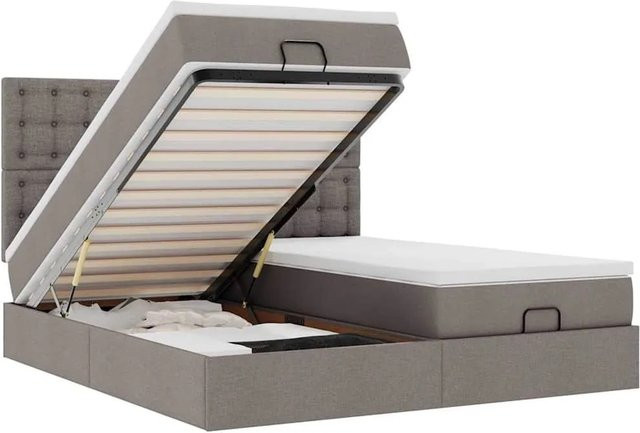 vidaXL Ottoman-Bett mit Matratze in Taupe, Breite: 160 cm, Tiefe: 200 cm, Höhe: 28 cm - Bild 1